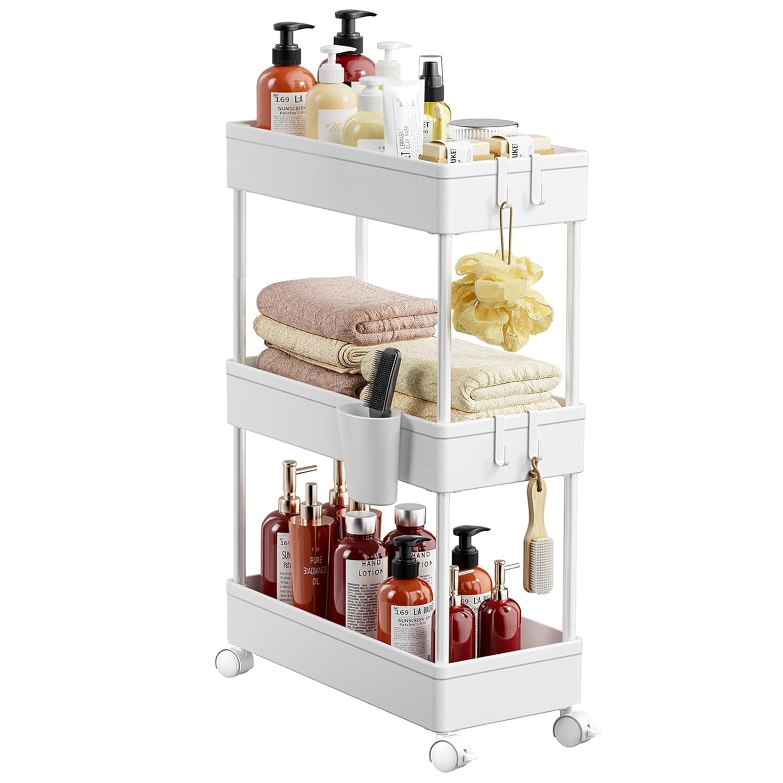 【送料無料】SIUSA キッチンワゴン キャスター付き ワゴン 隙間収納 スリム 収納カート キッチン 洗面..