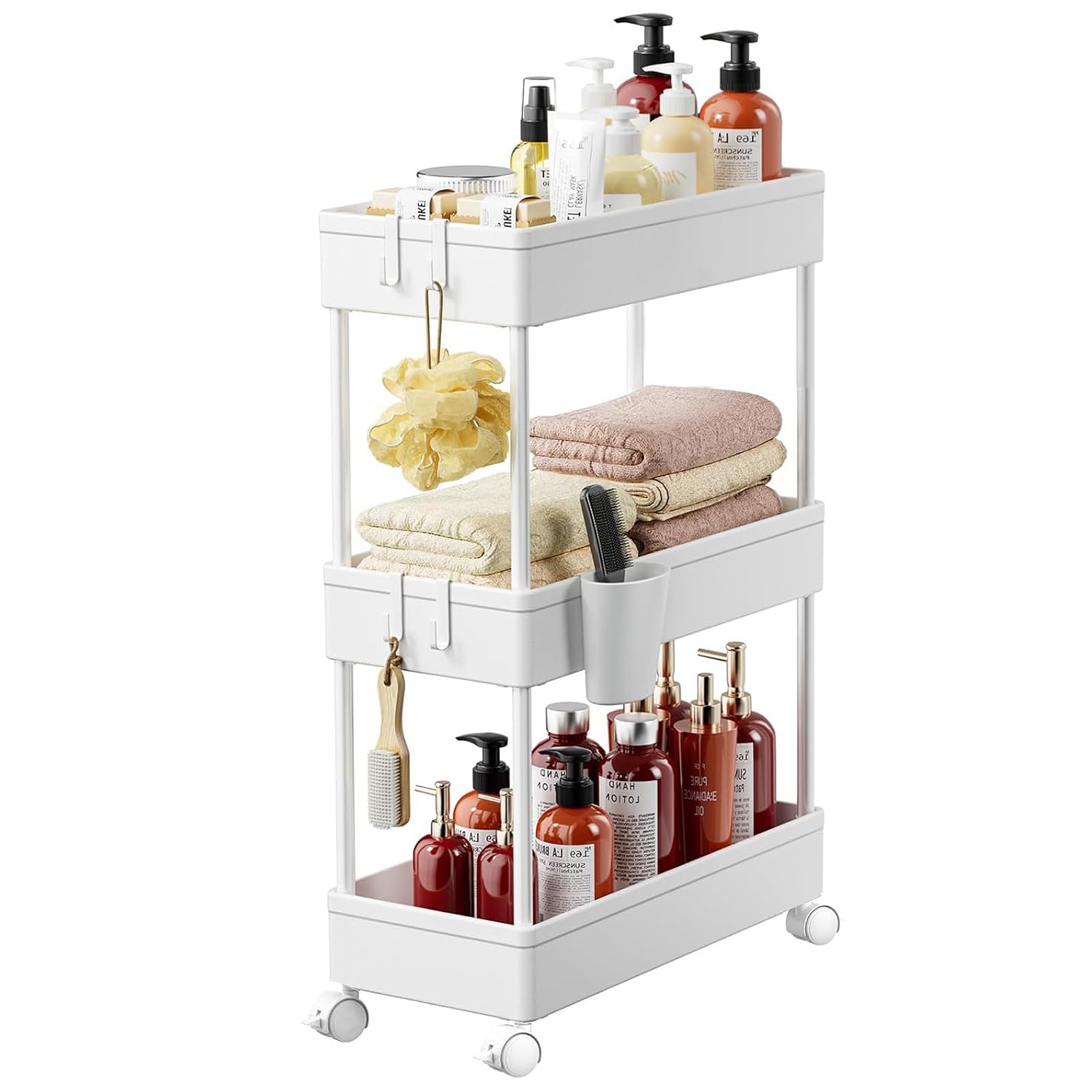 【送料無料】SIUSA キッチンワゴン キャスター付き ワゴン 隙間収納 スリム 収納カート キッチン 洗面..