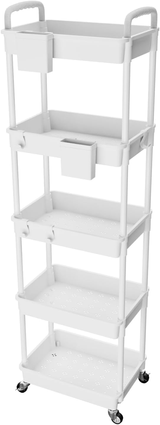 【送料無料】SIUSA キッチンワゴン ワゴン キャスター付き 5段 スリム 収納ワゴン 大容量 収納カート ..