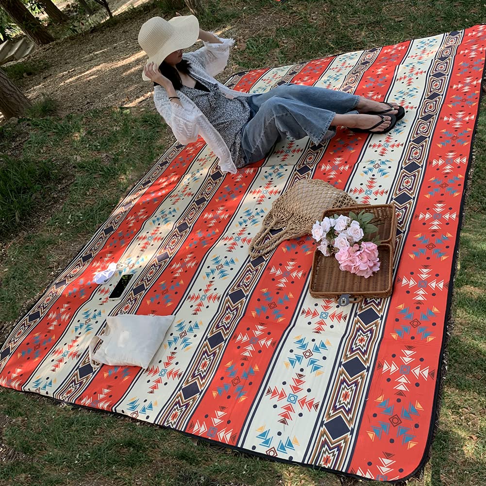 【送料無料】Floralies レジャーシート 厚手 大判 アウトドア 大きめ 防水 断熱 軽い 洗える おしゃれ 厚底 中綿入り コンパクト 折りたたみ アウトドア用 (ペルシャ・レッド, 200*200cm)