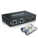 【送料無料】10Gtek ギガビット 光メディアコンバーター シングルモード デュアルLC 1.25Gb/s 2xSFPポート to 2x10/100/1000Base-Tx ファイバーコンバーター 2x1000Base-LX SFP 付き セット(1310nm 20km)