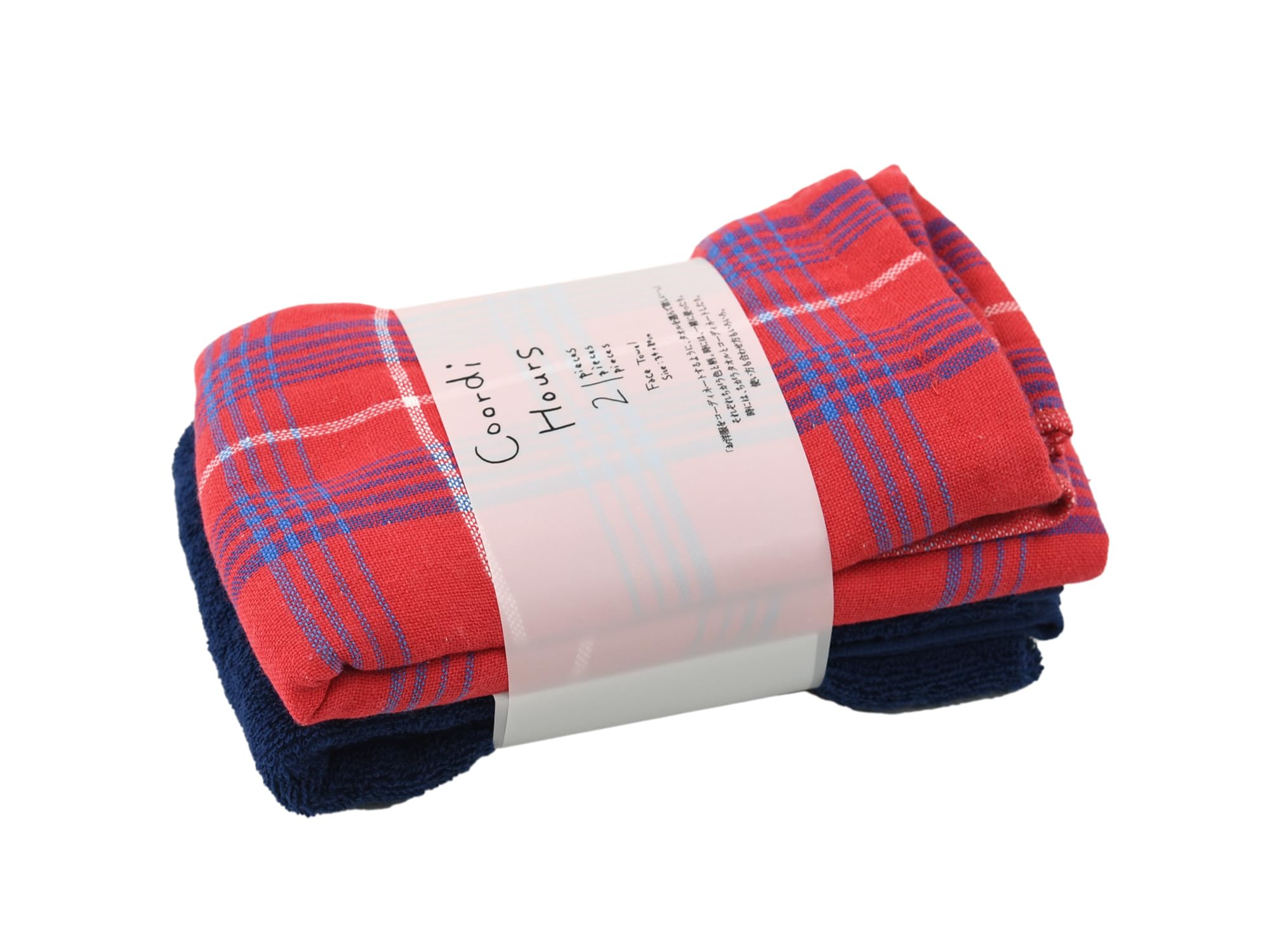 【送料無料】Kosugizen Coordi Hours(コーデアワーズ) フェイスタオル #02 ガーゼチェック+カラー レッ..