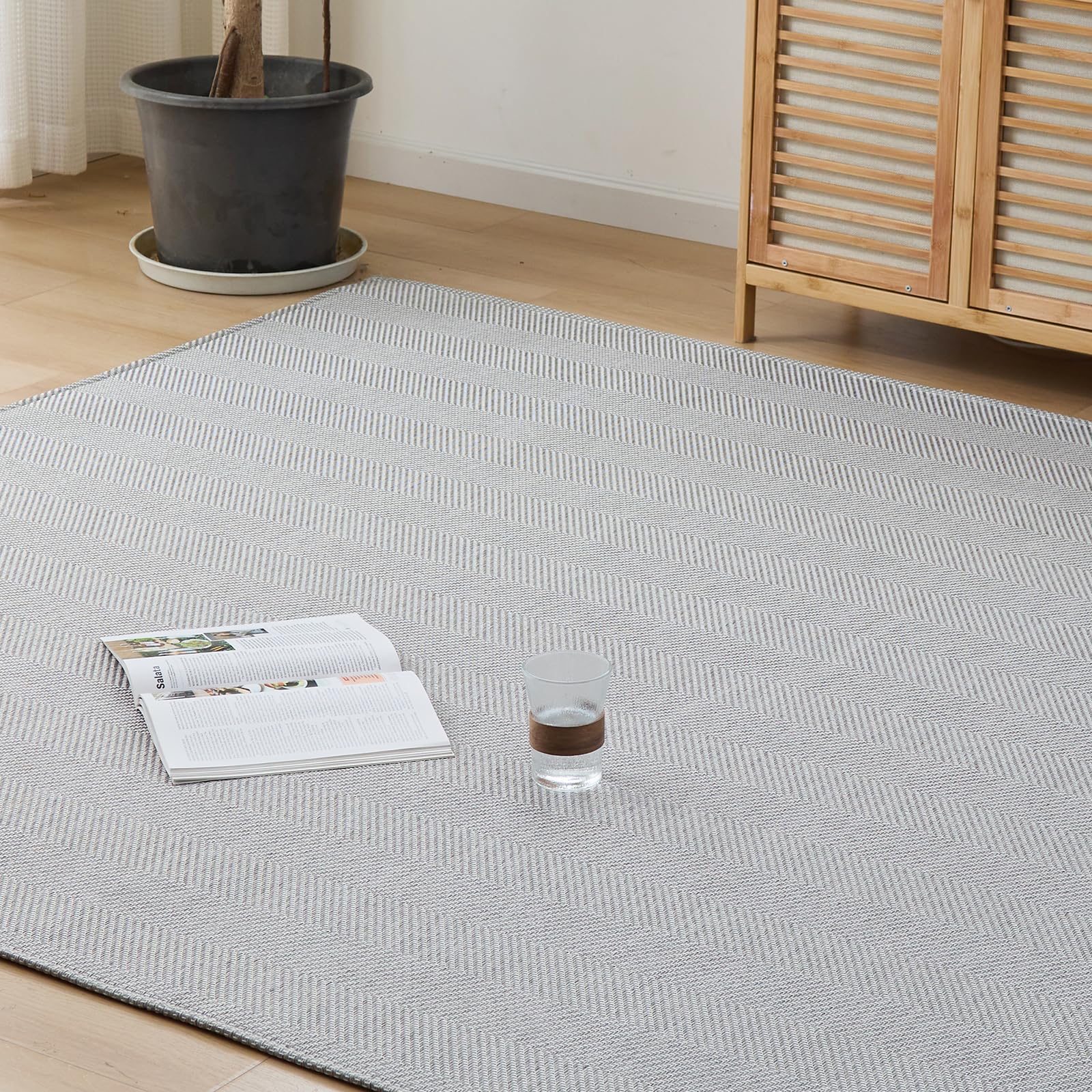 【送料無料】Sun Deco ラグ カーペット 3畳 ラグマット ヘリンボーン柄 おしゃれ 滑り止め 洗える 春 ..