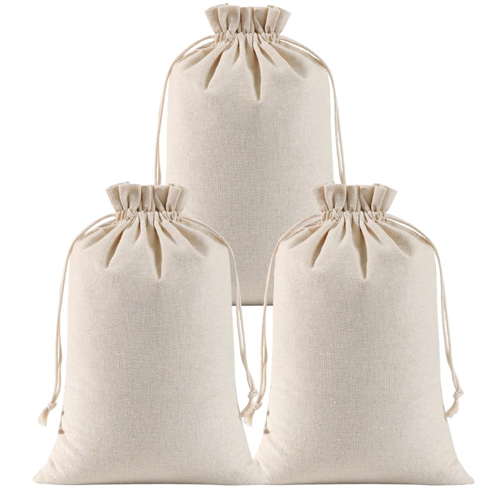 【送料無料】ANAMO 巾着袋 無地 コットン 3枚 (30×20cm)