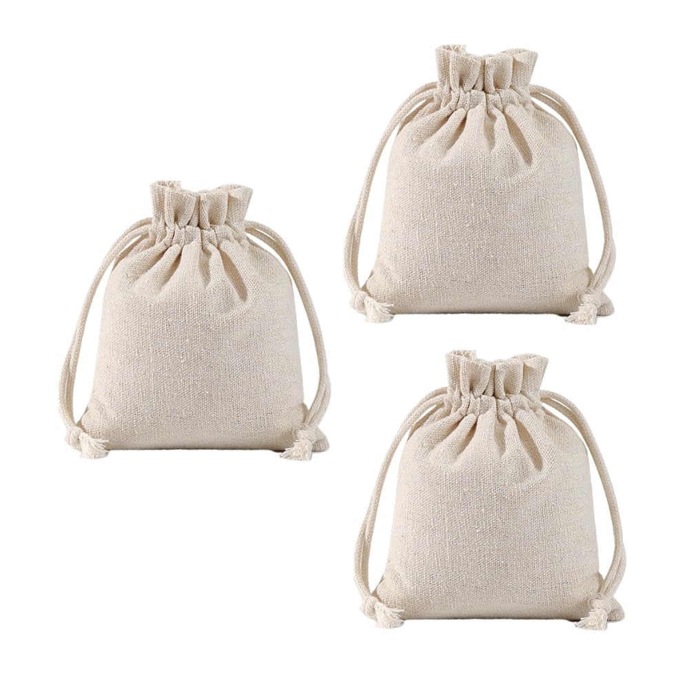 【送料無料】ANAMO 巾着袋 無地 コットン 3枚 (12×10cm)