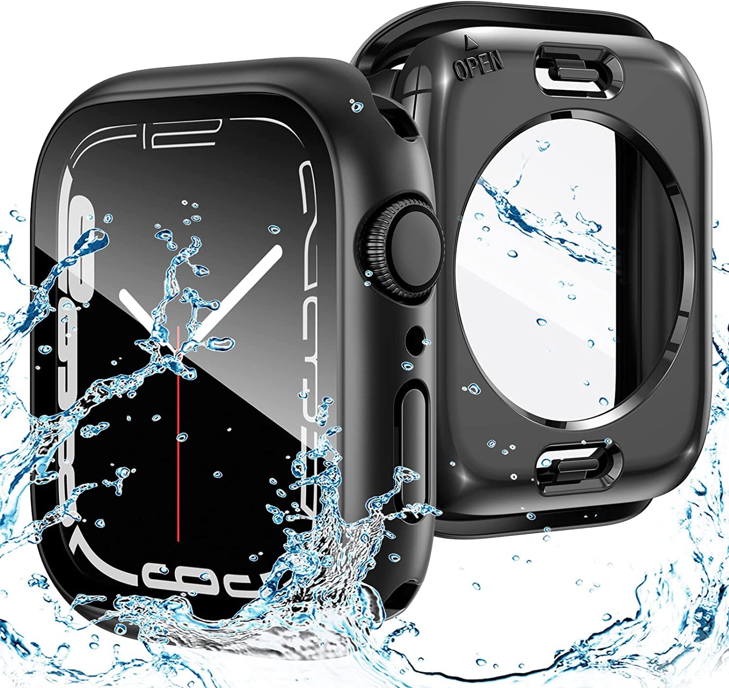 【送料無料】【覗き見防止】AMAPC for Apple Watch ケース 360度全面防水 2023 バンド 水泳・スポーツ専用 ガラスフィルム 一体型 apple watch 用 カバー 360フルボディ防水 アップルウォッチ ケース Apple Watch Series6/SE/5/4 40mm対応 ブラック