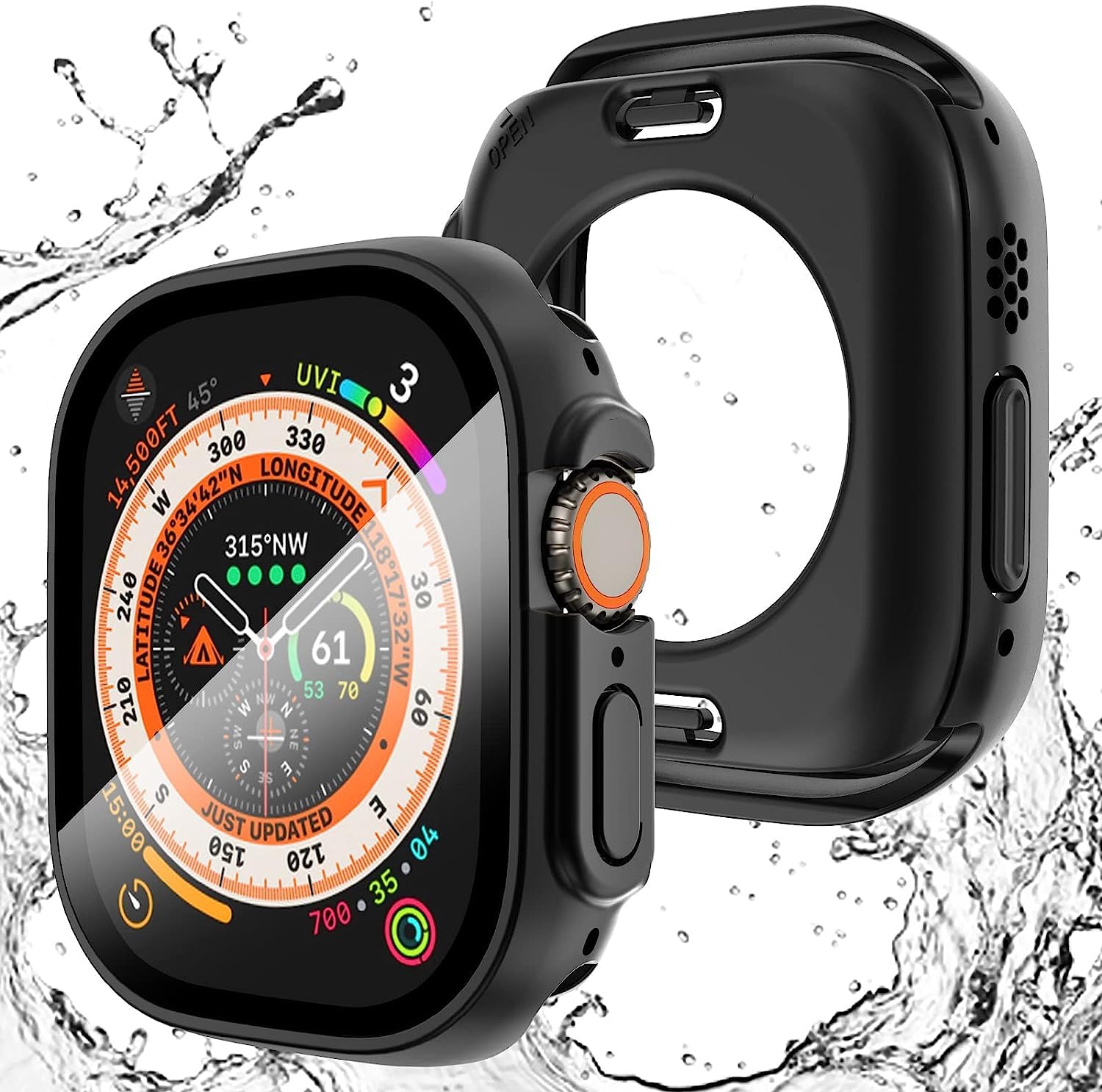 【送料無料】【覗き見防止】AMAPC for Apple Watch ケース 2023 Apple Watch Ultra 2/Apple Watch Ultra 49mm 用 ケース 360度全面防水 バンド 水泳・スポーツ専用 ガラスフィルム 一体型 apple watch 用 カバー 360フルボディ防水 アップルウォッチ ケース Apple Watch Ultr