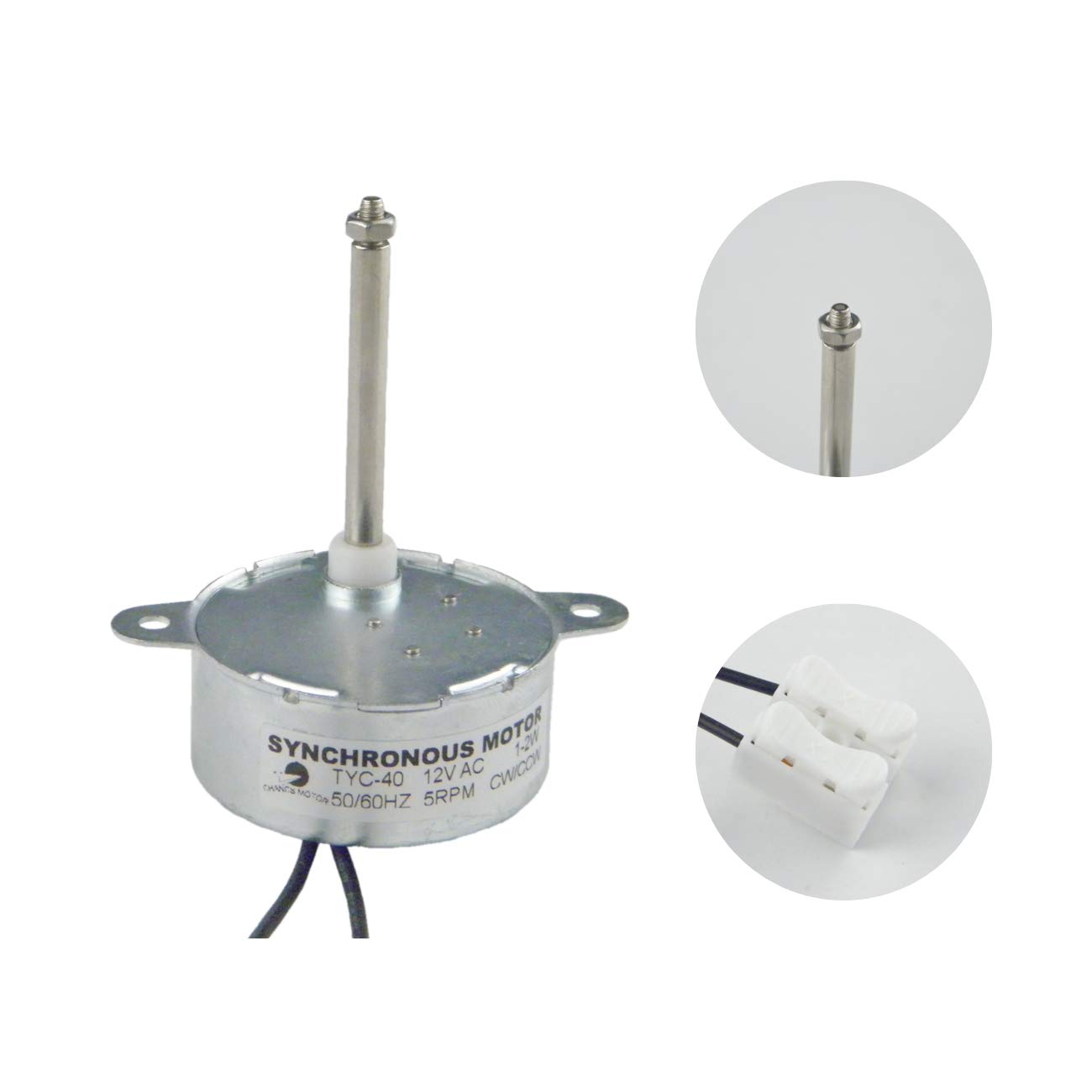 【送料無料】CHANCS TYC-40 同期交流電動機 AC 12V 5RPM トルク0.5Kg.cm 46mm 長軸 小型交流モーター