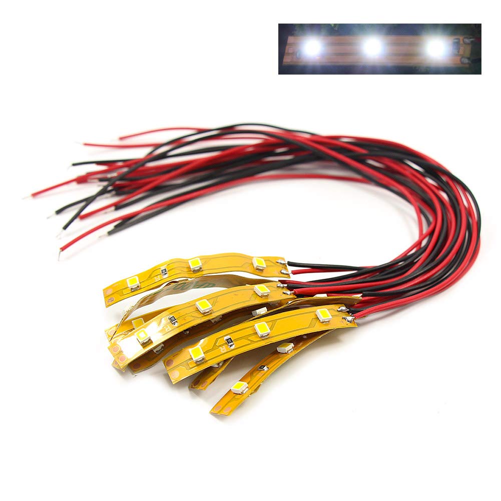 【送料無料】ジオラマ電飾に 白のLEDフレキシブルストリップライト 50mm テープLED 10本入り 配線付き ..