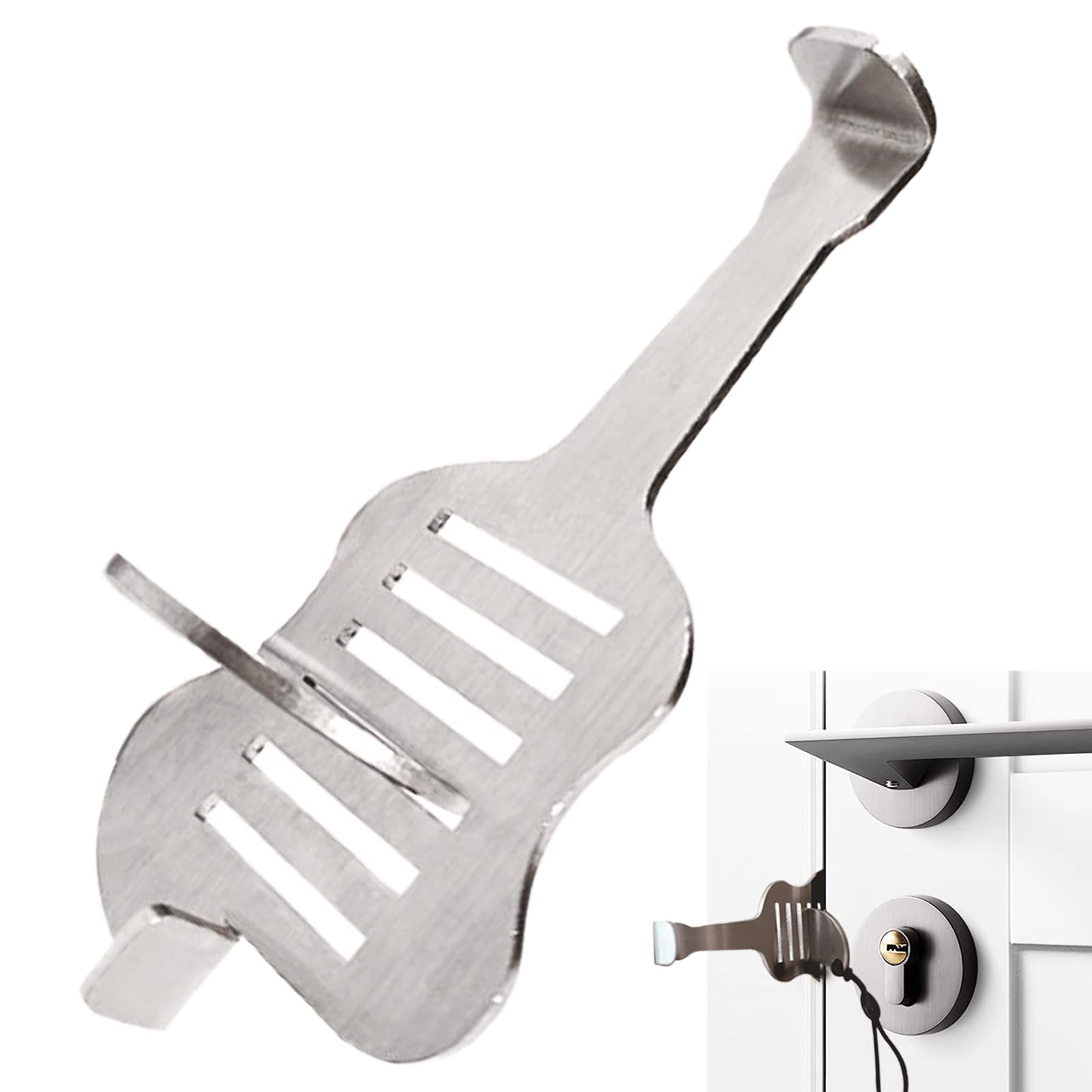【送料無料】WSIWZAI ポータブルメタルドアストッパー ホームセキュリティ ディフェンダー ドアロックラッチ 内開きドア用 ギターデザイン 安全補強ロックデ...