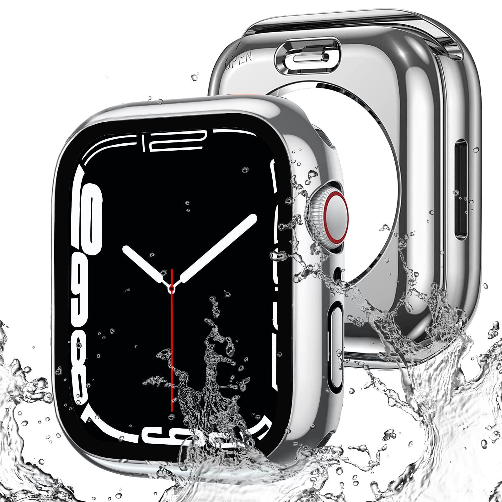 【送料無料】【2023強化版】AMAPC for Apple Watch ケース 360度全面防水 バンド 水泳・スポーツ専用 ガラスフィルム 一体型 apple watch 用 カバー 360フルボディ防水 アップルウォッチ ケース Apple Watch Series6/SE/5/4 40mm対応 光沢のシルバー
