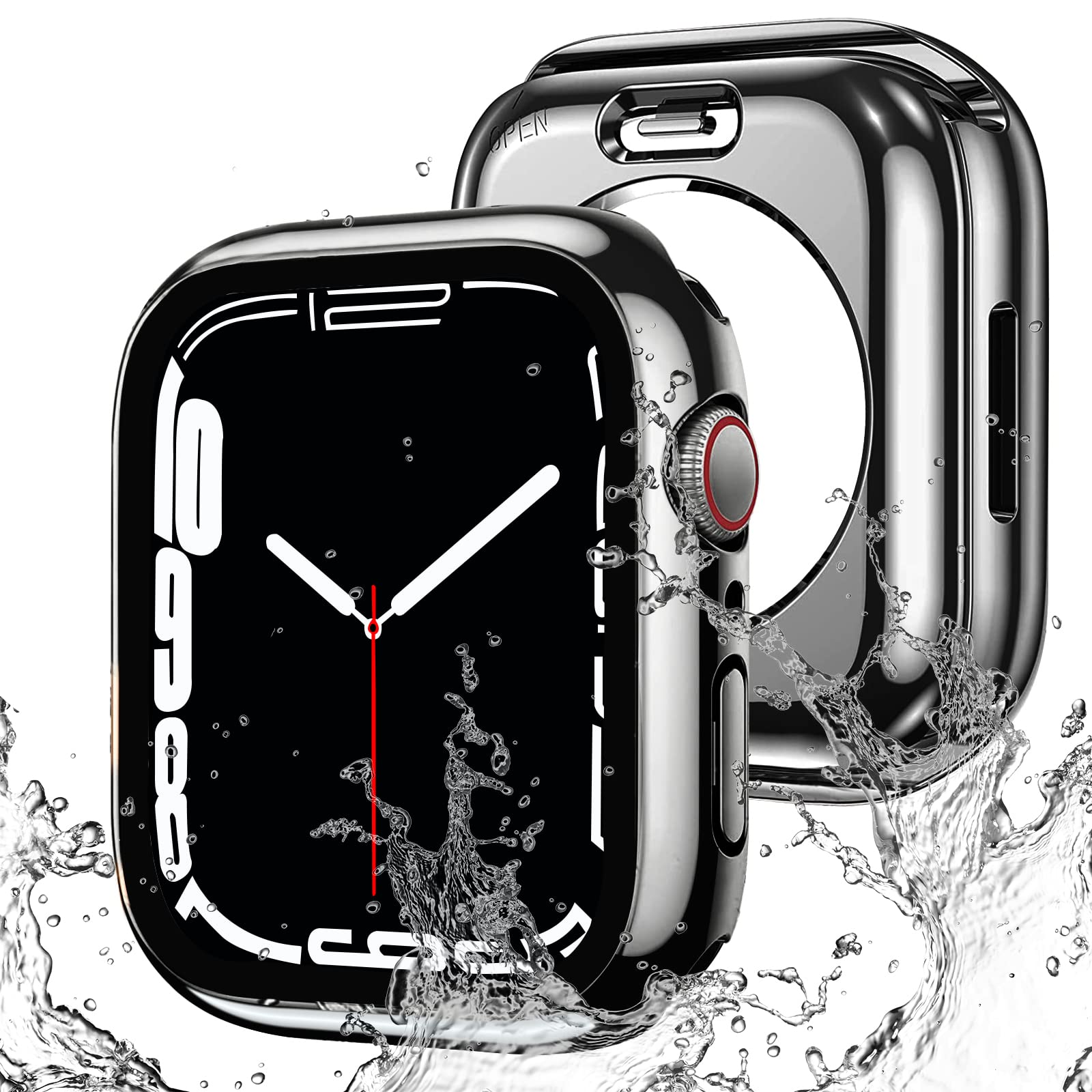 【送料無料】【2023夏強化版】AMAPC for Apple Watch ケース 360度全面防水 バンド 水泳・スポーツ専用 ガラスフィルム 一体型 apple watch 用 カバー 360フルボディ防水 アップルウォッチ ケース Apple Watch Series6/SE/5/4 40mm対応 光沢のブラック