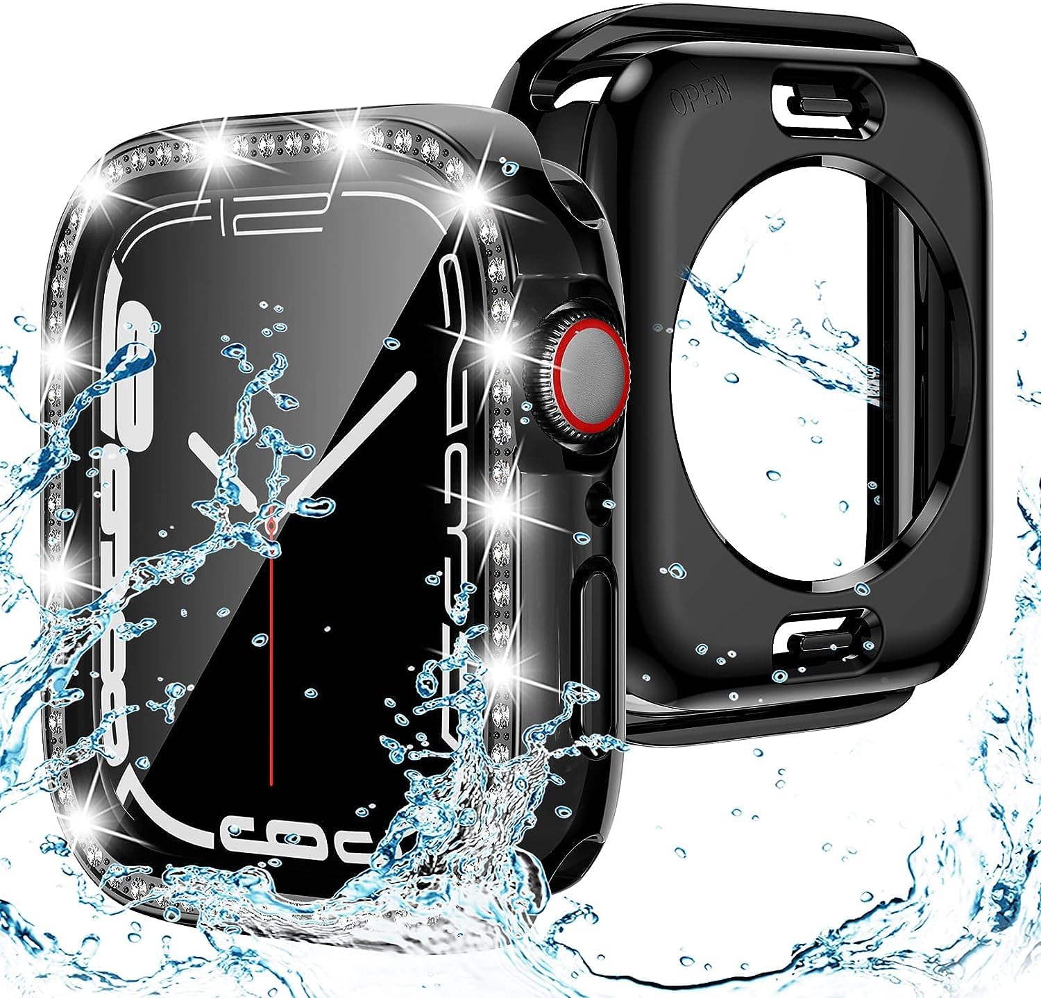 【送料無料】【2023強化版】AMAPC for Apple Watch ケース 360度全面防水 バンド 水泳・スポーツ専用 ガラスフィルム 一体型 apple watch 用 カバー 360フルボディ防水 アップルウォッチ ケース Apple Watch Series6/SE/5/4 44mm対応 ダイヤモンド