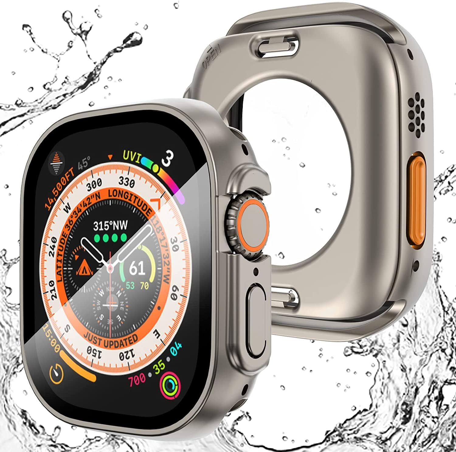 【送料無料】【2023強化版】AMAPC for Apple Watch ケース 2023 45mm 44mm 対応 と互換性があり 数秒で Ultra シリーズの外観に変換できます 360度全面防水 バンド 水泳・スポーツ専用 ガラスフィルム 一体型 apple watch 用 カバー 360フルボディ防水 アップルウォッチ ケー