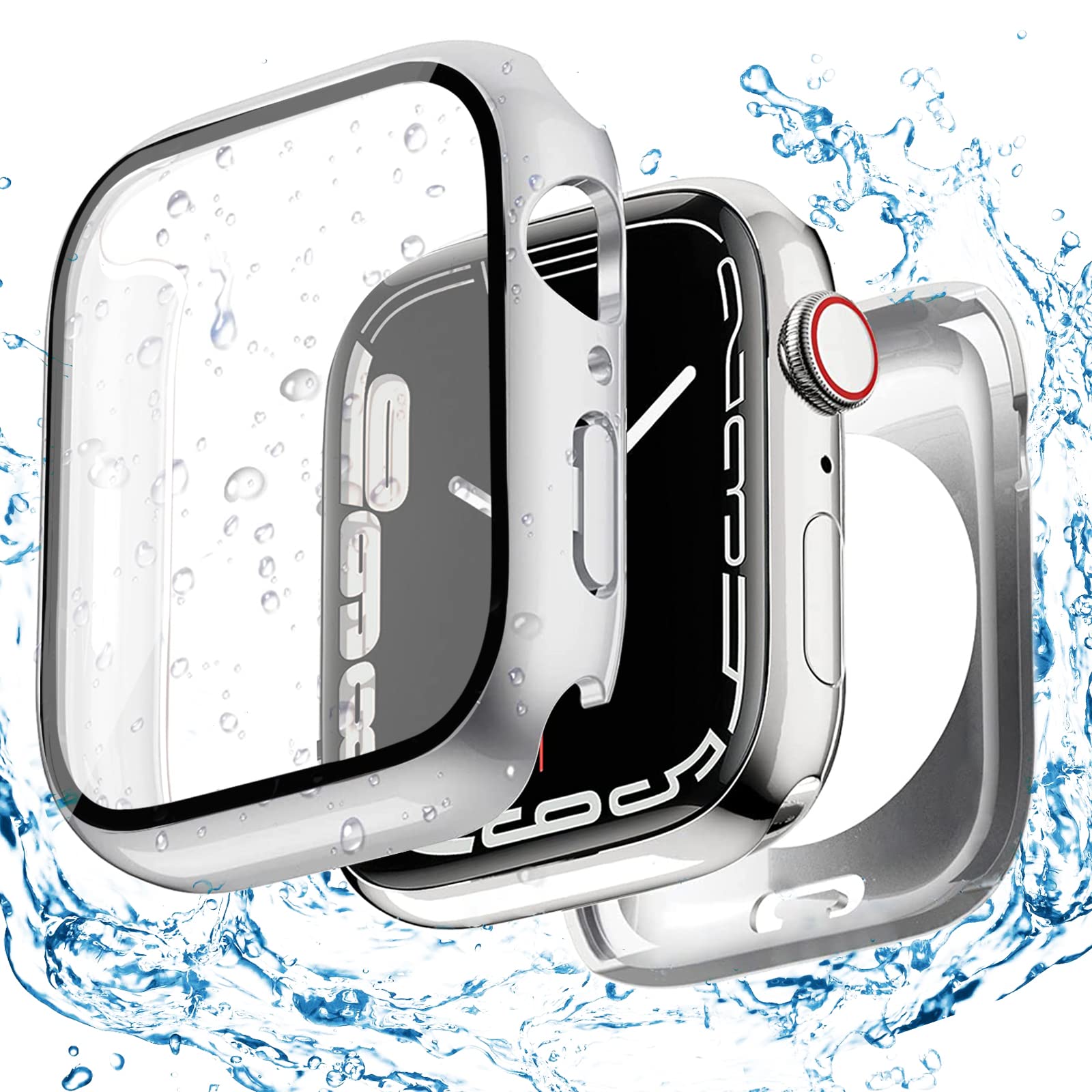 【送料無料】【2024強化版】ELYBYYLE for Apple Watch ケース 44mm 40mm 防水ケース 360度全面防水 バンド 水泳・スポーツ専用 ガラスフィルム 一体型 apple watch 用 カバー 360フルボディ防水 アップルウォッチ ケース Apple Watch 6/SE2/SE/5/4 40mm対応 シルバー