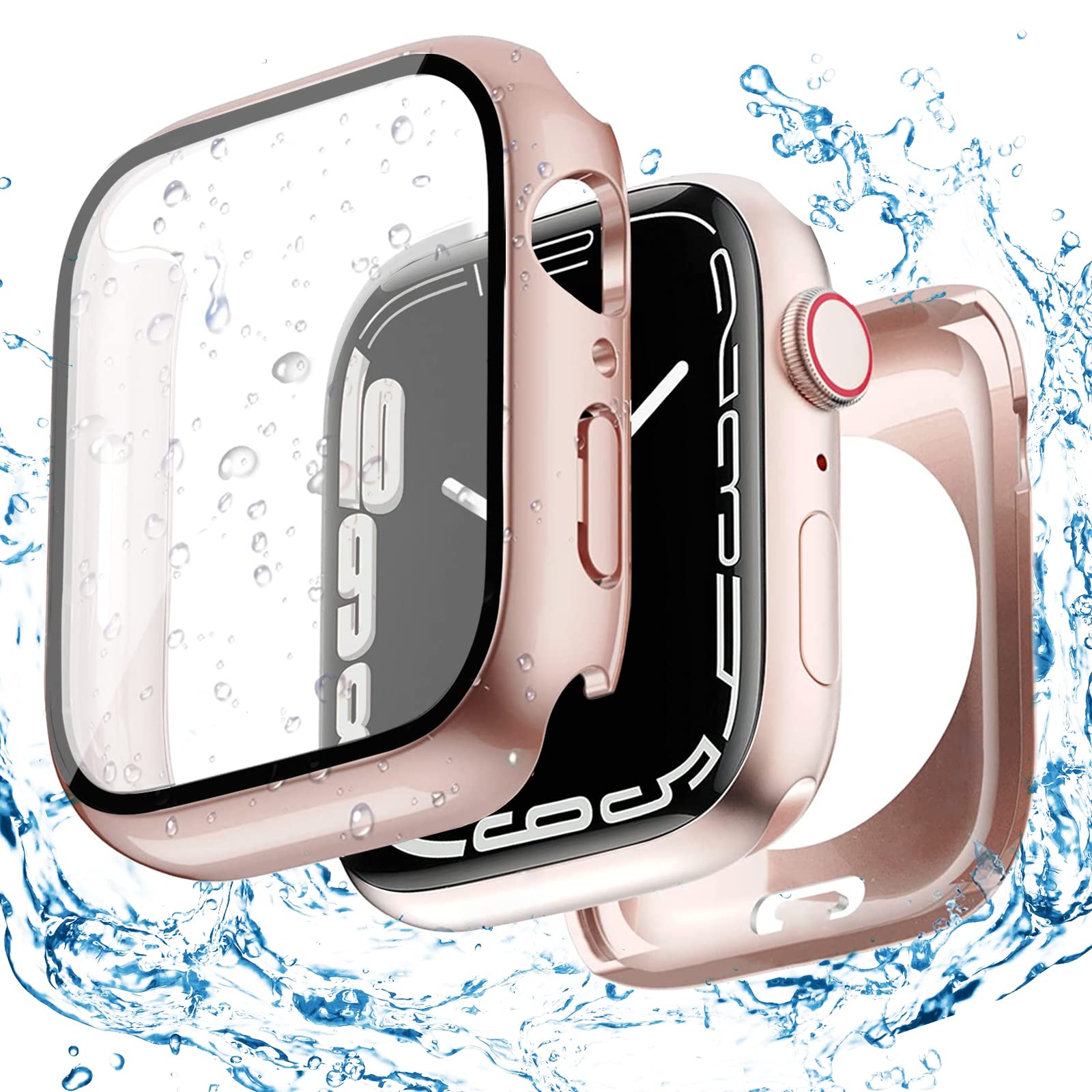 【送料無料】【2024強化版】ELYBYYLE for Apple Watch ケース 44mm 40mm 防水ケース 360度全面防水 バンド 水泳・スポーツ専用 ガラスフィルム 一体型 apple watch 用 カバー 360フルボディ防水 アップルウォッチ ケース Apple Watch 6/SE2/SE/5/4 40mm対応 ローズゴールド