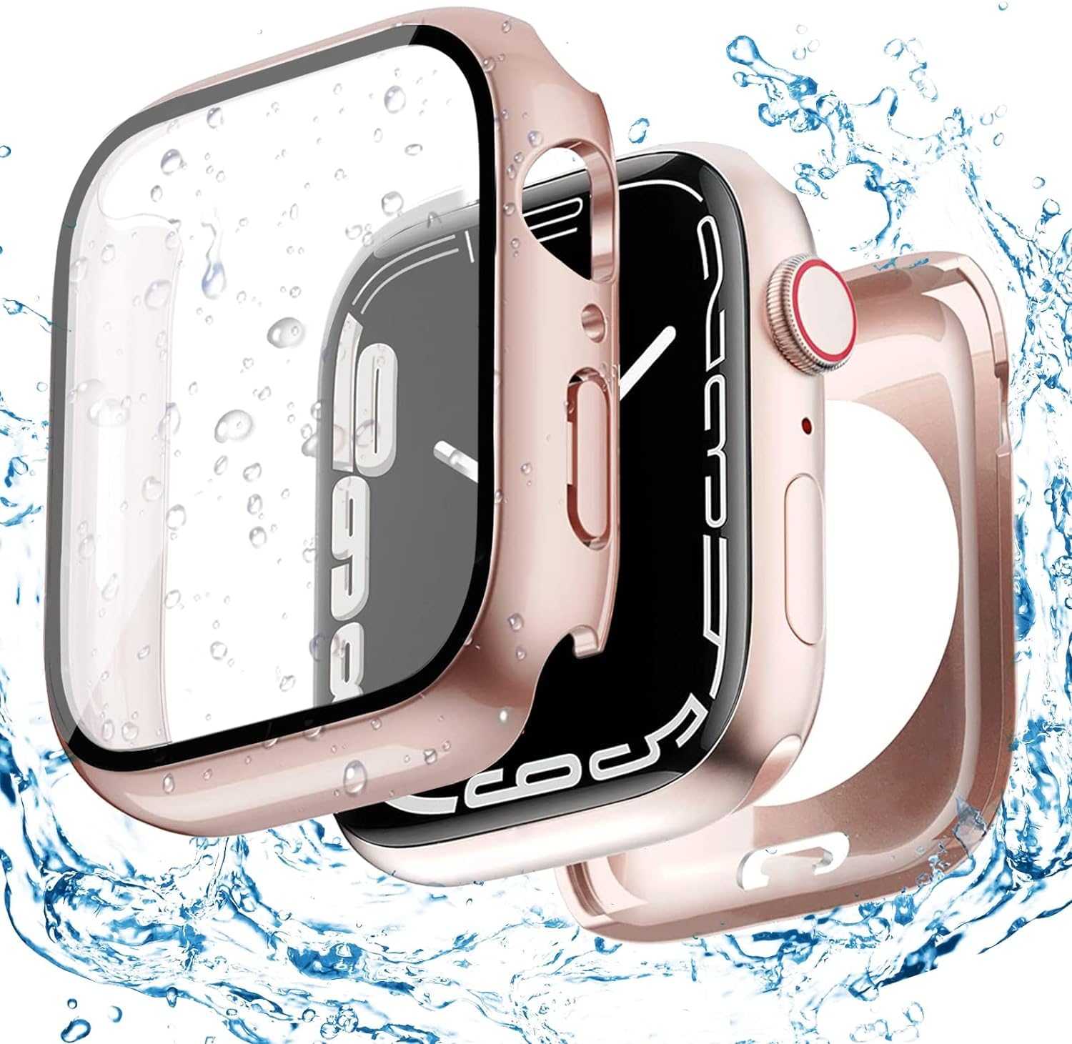 【送料無料】[ELYBYYLE] 【2024強化版】 for Apple Watch ケース 44mm 40mm 防水ケース 360度全面防水 バンド 水泳・スポーツ専用 ガラスフィルム 一体型 apple watch 用 カバー 360フルボディ防水 アップルウォッチ ケース Apple Watch 6/SE2/SE/5/4 44mm対応 ローズゴール