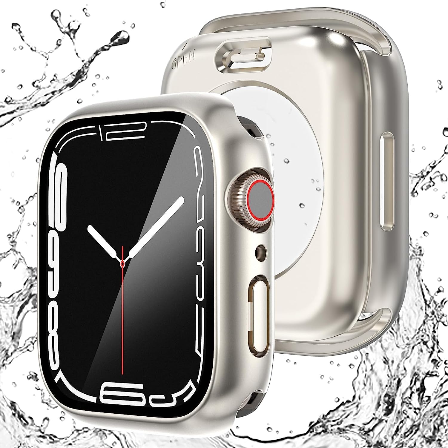 【送料無料】【2024強化版】ELYBYYLE for Apple Watch ケース 45mm 41mm 防水ケース 360度全面防水 バンド 水泳・スポーツ専用 ガラスフィルム 一体型 apple watch 用 カバー 360フルボディ防水 アップルウォッチ ケース Apple Watch 9/8/7 45mm対応 starlight
