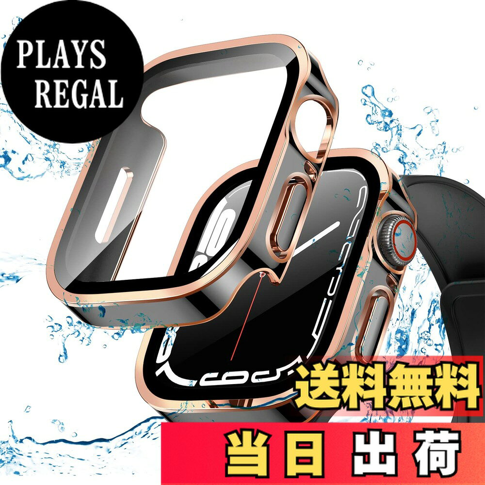 【送料無料】[ELYBYYLE] 【2024強化版】 for Apple Watch ケース 41mm 45mm 防水ケース IP68完全防水 バンド 水泳・スポーツ専用 ガラスフィルム 一体型 apple watch 7 用 カバー アップルウォッチ ケース Apple Watch 9/8/7 45mm対応 光沢のブラック＆ローズゴールド