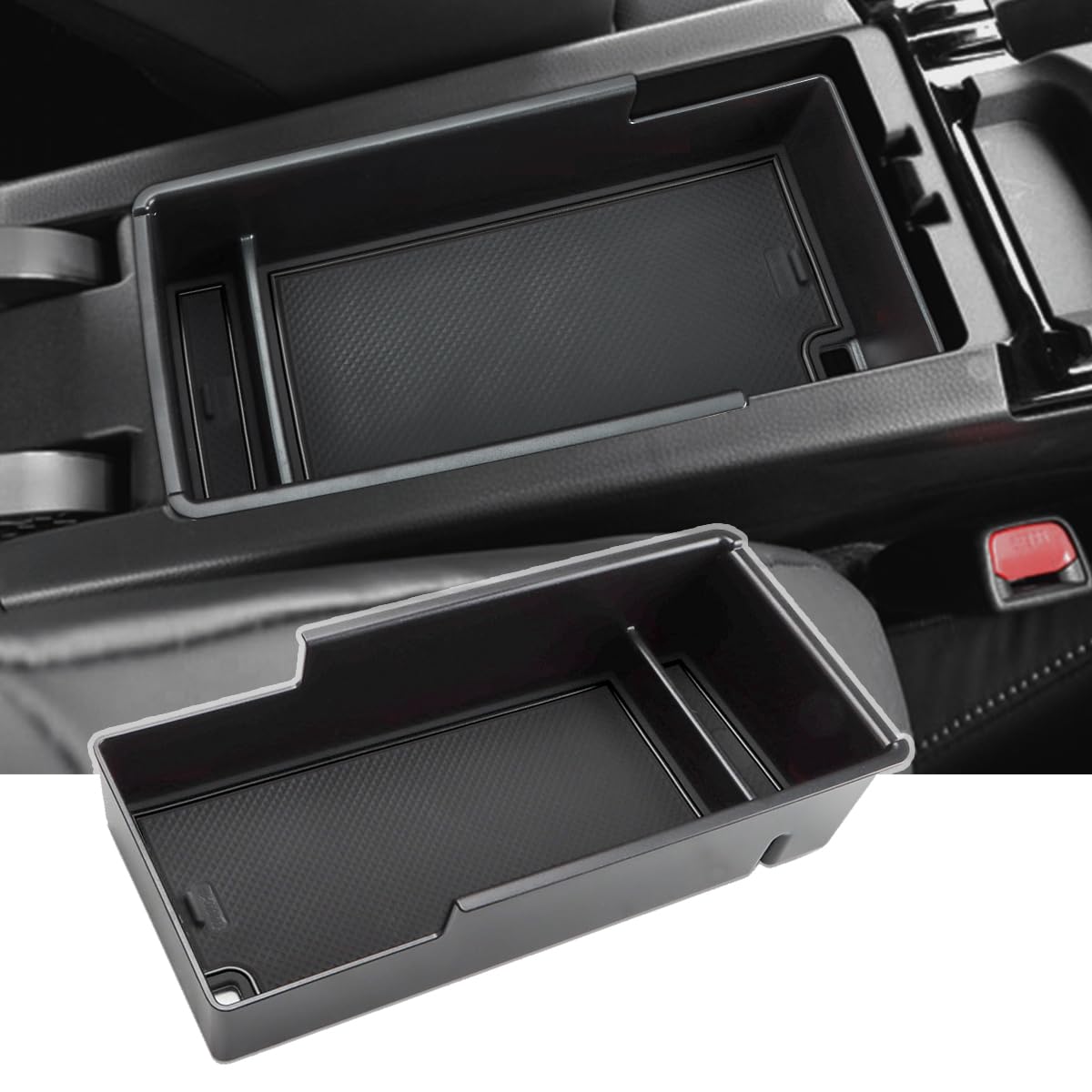 【送料無料】Auovo トヨタ プリウス 60系/65系 専用 コンソールトレイ センターコンソール（ MXWH60-AHXHB/MXWH65-AHXHB 2023.1~ プリウスPHEV 3代目 2023.3〜）ABS素材 充電USB機能 内装パーツ レッド ブラック