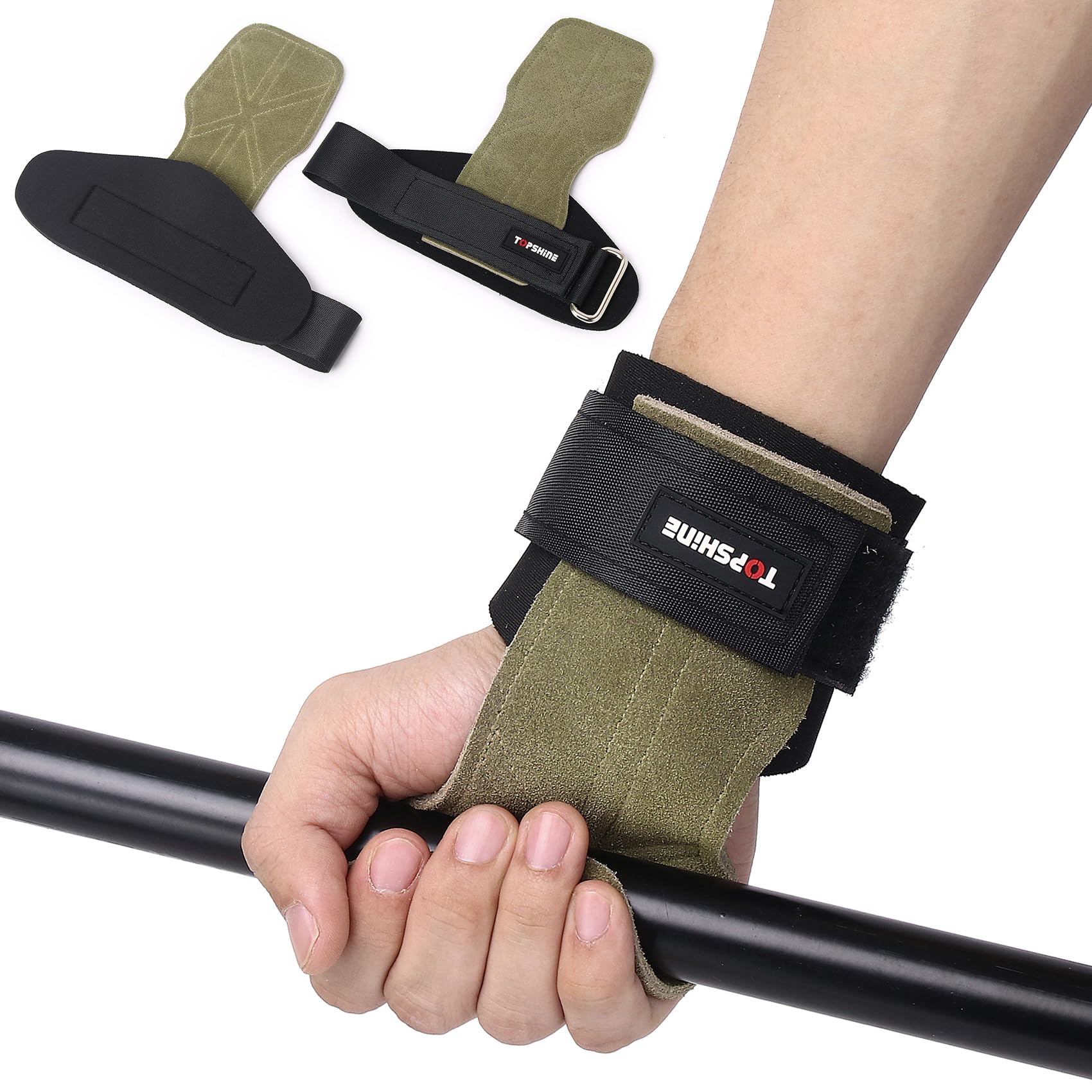 【送料無料】Top Shine パワーグリップ 本革製 デッドリフト グローブ 滑り止め パワーグリップ 筋トレ..