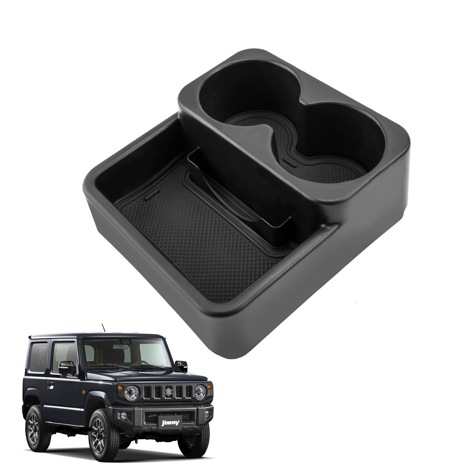 【送料無料】LANGBEAN スズキ ジムニー JB23W/JB33W (2004.10〜2014.8）MT車用 コンソールトレイ ドリンクホルダー カード収納 コンソールボックス 小物入れ 内装パーツ カスタムパーツ ジムニー アクセサリー 収納ボックス 滑り止め ゴムマット付き（ブラック）