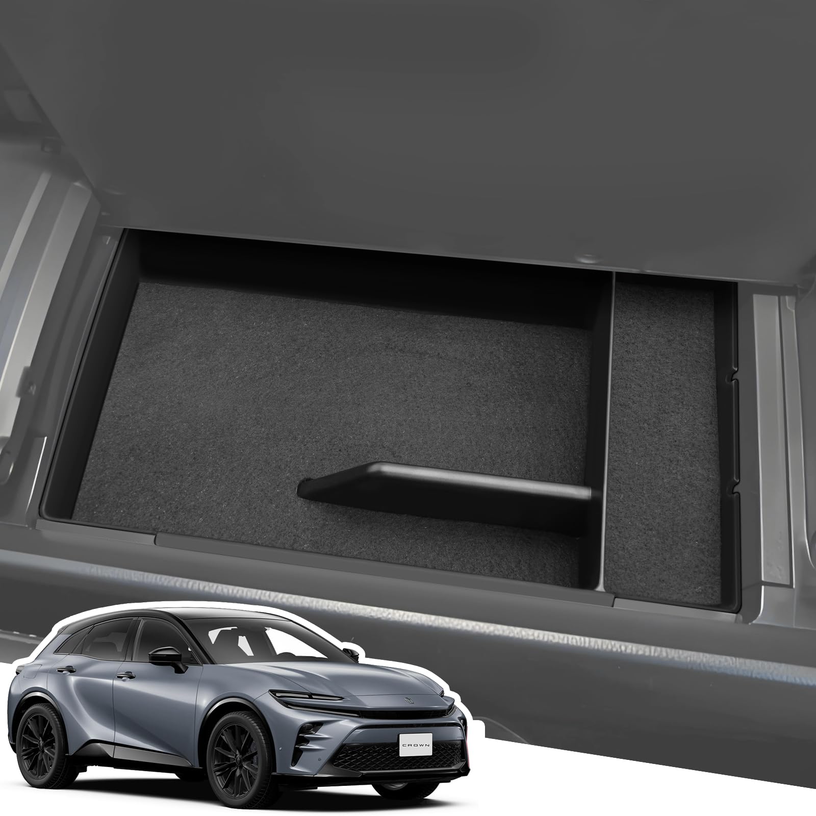 【送料無料】LANGBEAN トヨタ クラウンスポーツ/クラウンクロスオーバー コンソールトレイ Crown Sport 2024年式適用 コンソールボックス 小物収納 内装パーツ カスタムパーツ クラウンアクセサリー Crown Crossover 収納 ボックス 滑り止め フェルトマット付き（ブラック）