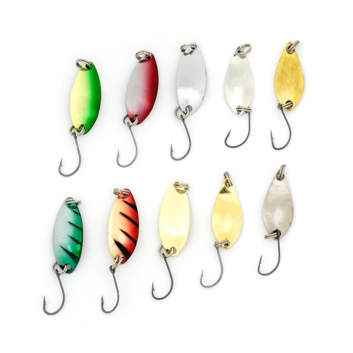 【送料無料】【CRSHIP】様々な色と重さ!汎用性高いスプーンお得な10枚セット 2.5g 5g 渓流 湖 ルアー釣り 管釣りに強い ブラックバスナマズ トラウ...