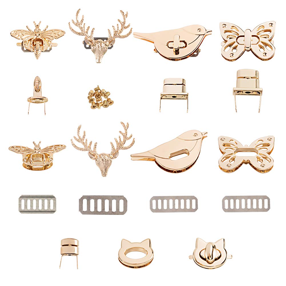 【送料無料】PandaHall かばん 差し込み錠 留め具 5セット 合金バッグロック 動物差し込み錠 留め具 バ..