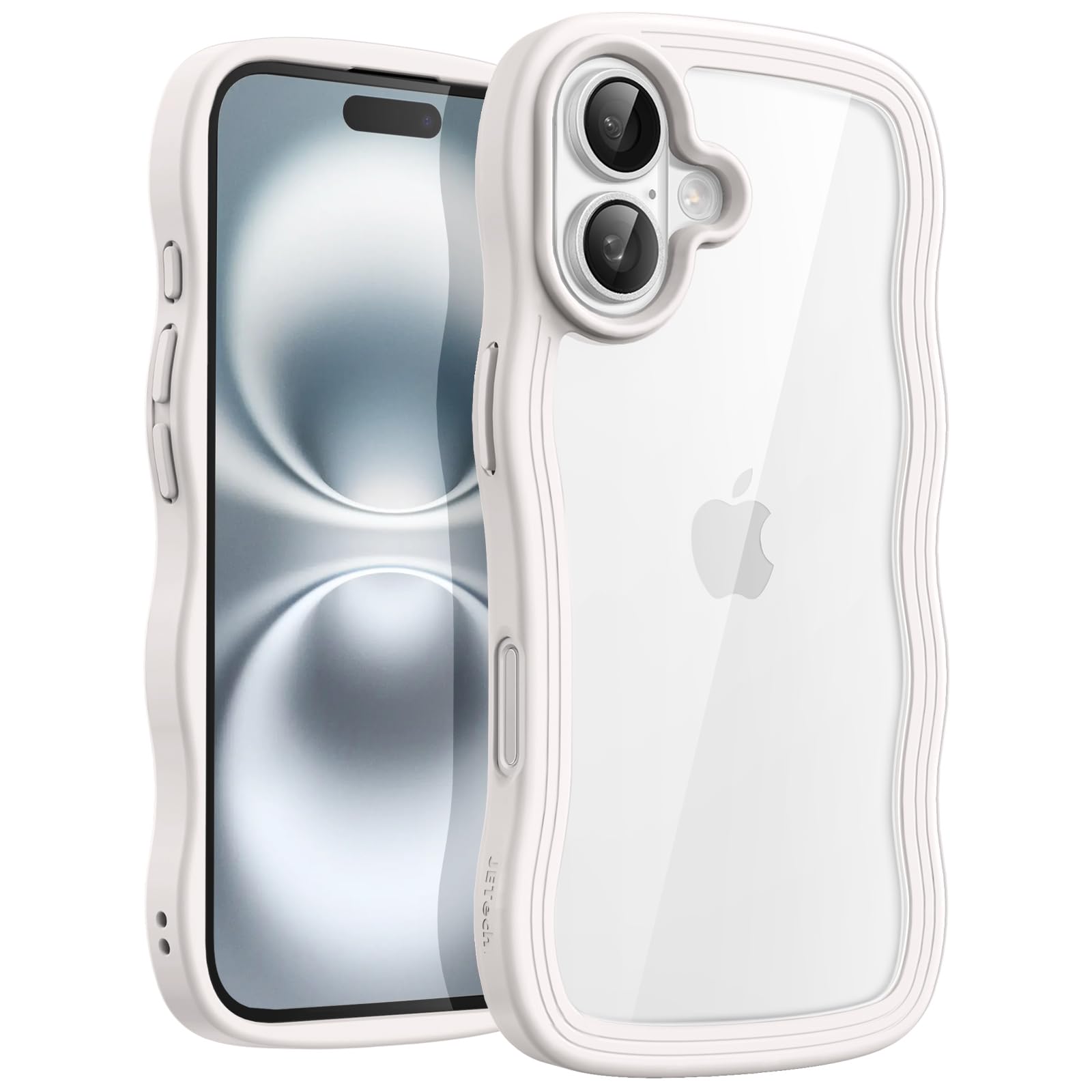 商品情報商品の説明JETech iPhone 16 6.1インチ用 ウェーブ ケース かわいい 波状フレーム うねうね 耐衝撃 スマホカバー 女性用 女子向け クリア ハードPCバック主な仕様 [互換性] iPhone 16 6.1インチ専用に設計されています。注：iPhone 16 Plus / 16 Pro / 16 Pro Maxには対応していません。ご購入前におデバイスのモデルをよくご確認ください。さらに、黄ばみ防止の背面は超透明で、おデバイスの絶妙なロゴを美しく見せます[かわいい波状フレーム] 美しいカーリーフレームはおデバイスをもっとスタイリッシュで目を引くものにし、波形フレームのおかげでグリップ力を高めます。オリジナリティを保ちながらもシックなデザイン[耐衝撃性 & 保護性] 衝撃を吸収するTPUフレームとハードPC背面で作られたこの美しいウェーブケースは、デバイスに十分な保護を提供し、日常の傷、落下、衝撃から保護します[精密な保護] 縁が盛り上がっており、画面やカメラを表面の傷つけから守れます。さらに、反応性の高いボタンカバーと正確なカットアウトを備えた設計により、スピーカー、カメラ、その他のポートに簡単にアクセスできます[多色の用意] さまざまな色を用意しており、おデバイスの色にストレスなくマッチします。このカーリーシェイプのケースを取り外すことなく、ワイヤレス充電をシームレスにサポートします