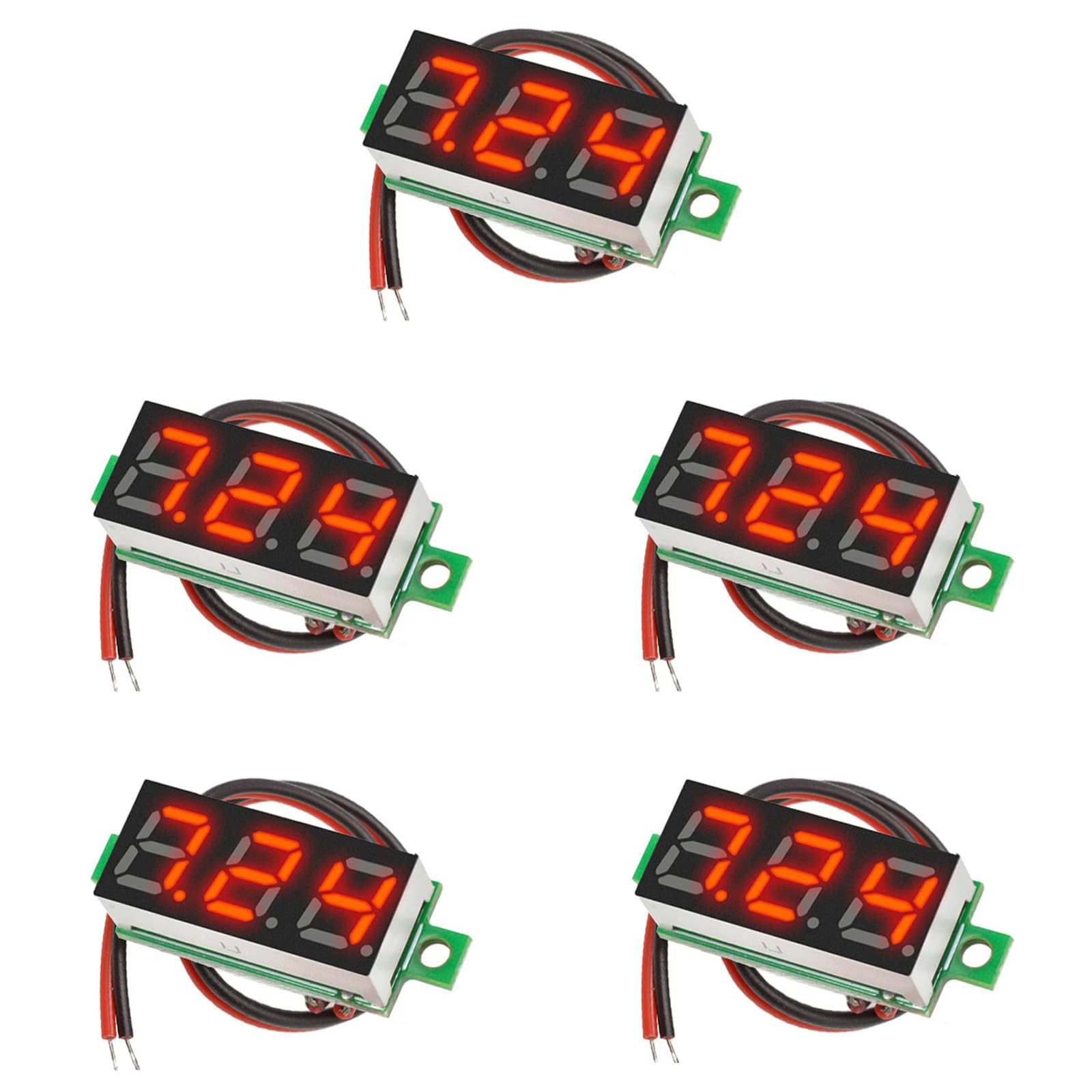 【送料無料】KDSSYFT 2線式 LEDデジタル電圧計 5個セット 0.28インチ デジタルデ ィスプレイ電圧テスターDC 2.5V-30V LED電圧計 小...