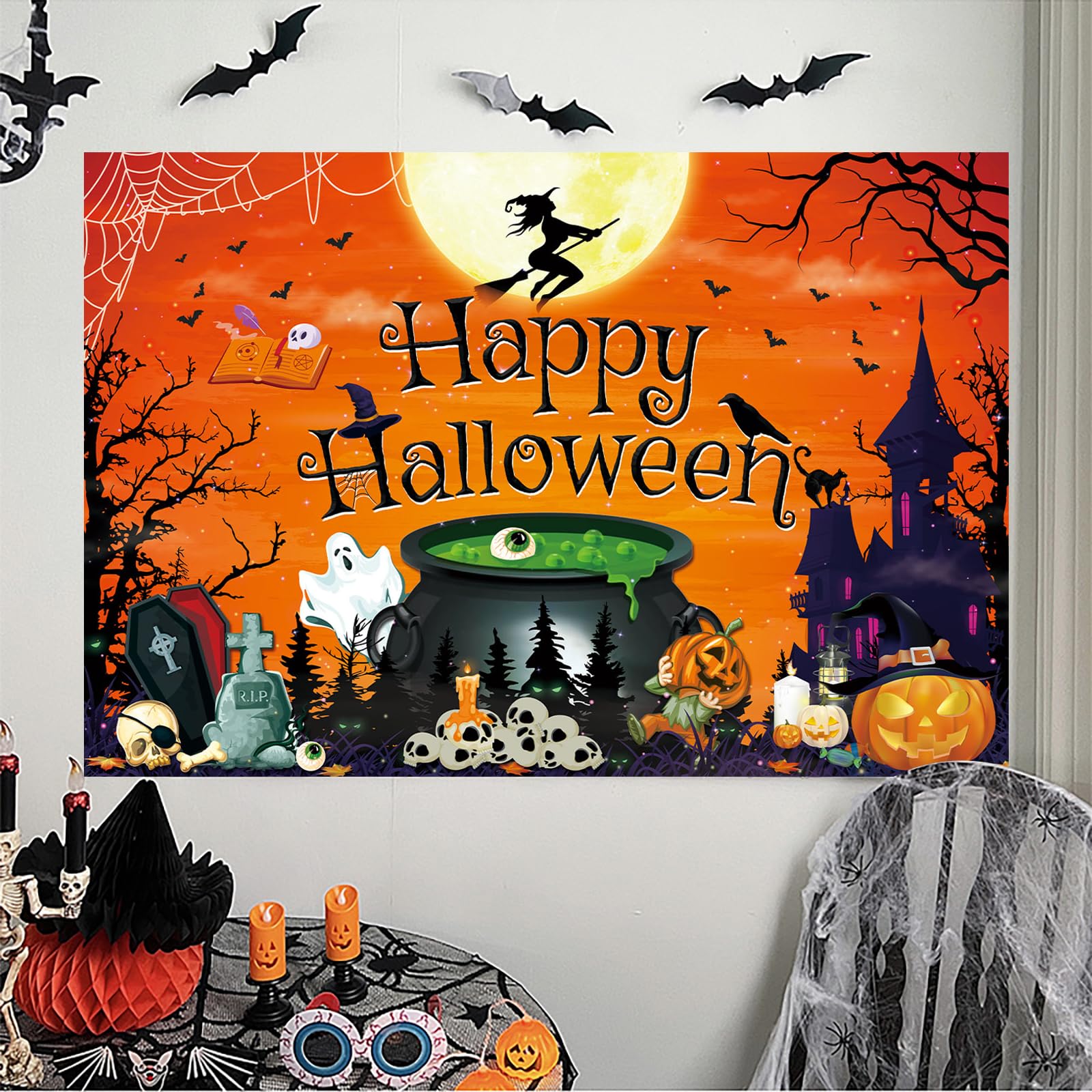 【送料無料】Mosasa ハロウィン 特大 タペストリー 壁掛け ハロウィン用 おしゃれ 壁飾り 撮影背景 大..