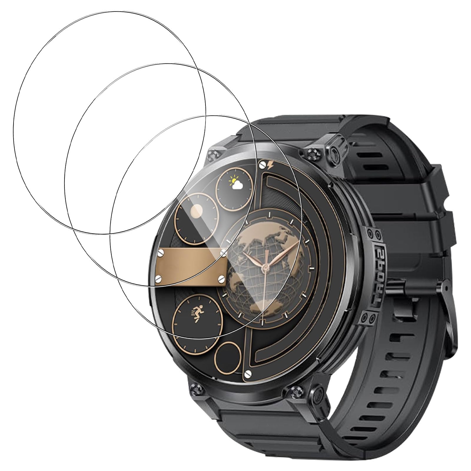 【送料無料】【3枚セッ】For 1.85インチ 大画面 スマートウォッチ フィルム Mosasa 1.85インチ 大画面 ガラスフィルム 衝撃吸収 9H硬度 飛散防止指紋防止 2.5Dラウンドエッジ 自動吸着 気泡ゼロ 高透過率 高感度 保護フィルム