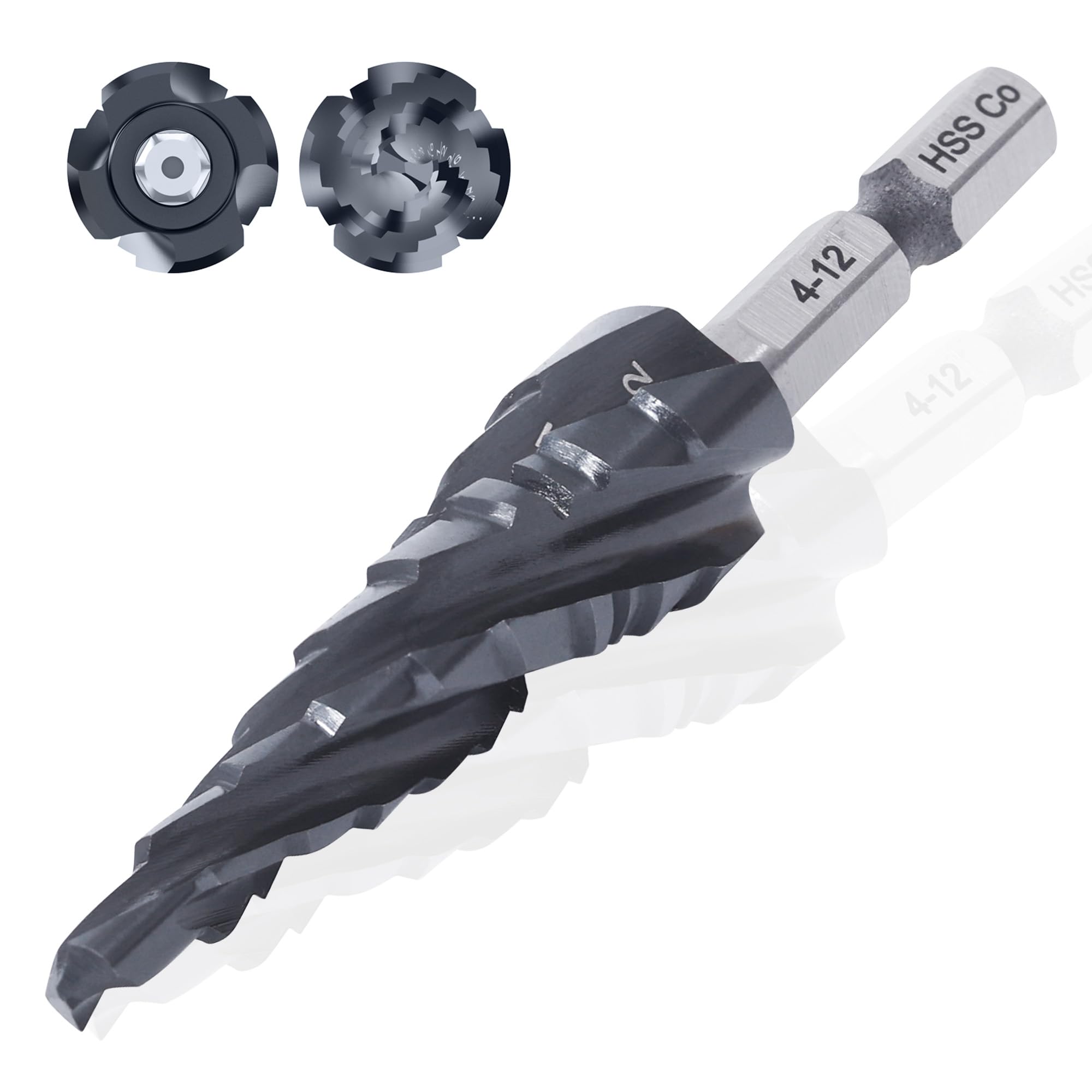 【送料無料】ROGAPER ステップドリル 4枚刃 六角軸ステップドリル コバルトハイス鋼 (4-12mm9段) M35HS..