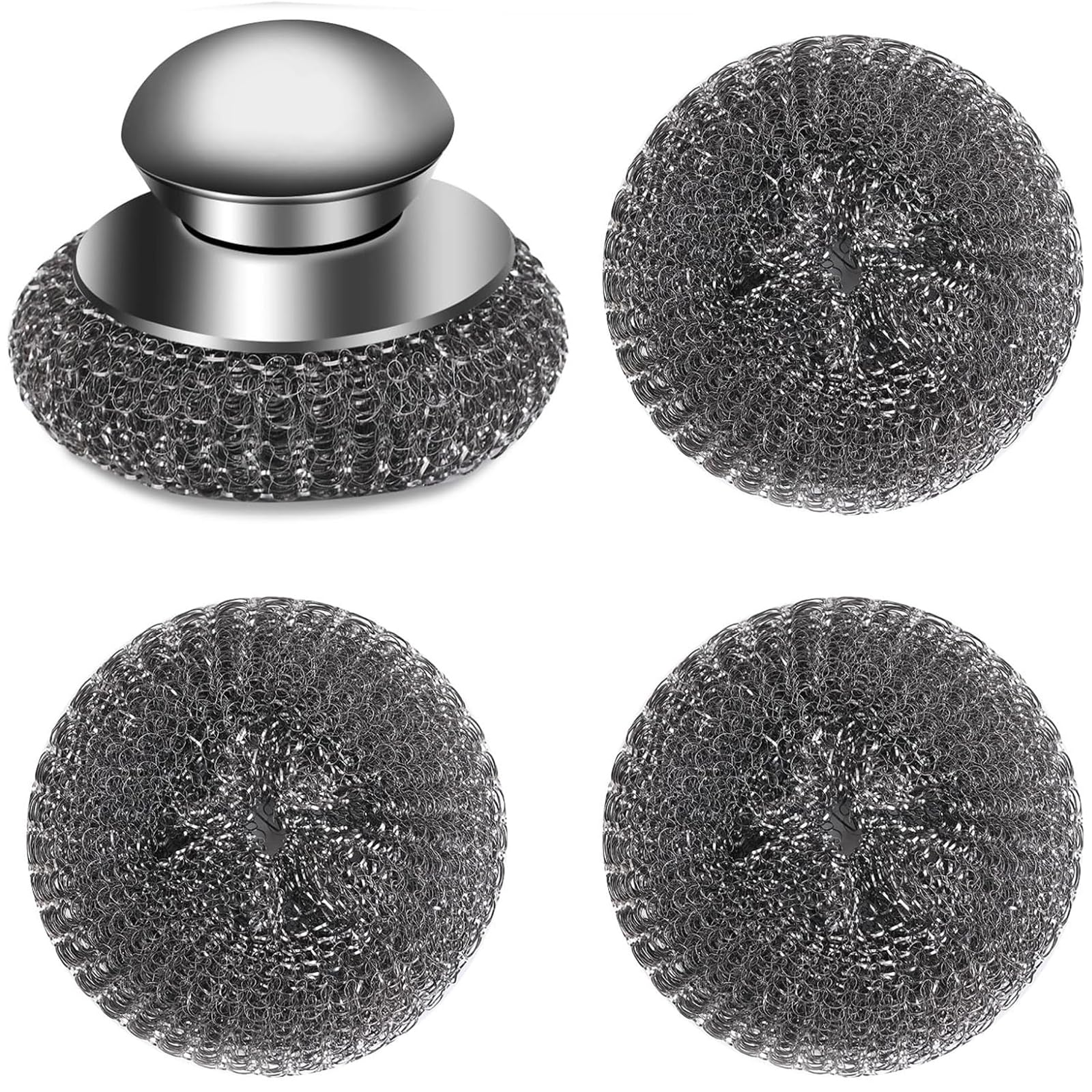 【送料無料】KALOLINNA 金たわし ステンレスたわし 持ち手 本体+替え4個 かなだわし 鉄鍋洗い フライパ..