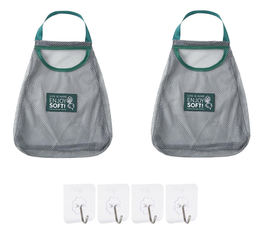 【送料無料】Bombinate メッシュバッグ 2枚セット フック 4枚付き 収納 ネット 野菜ストッカー