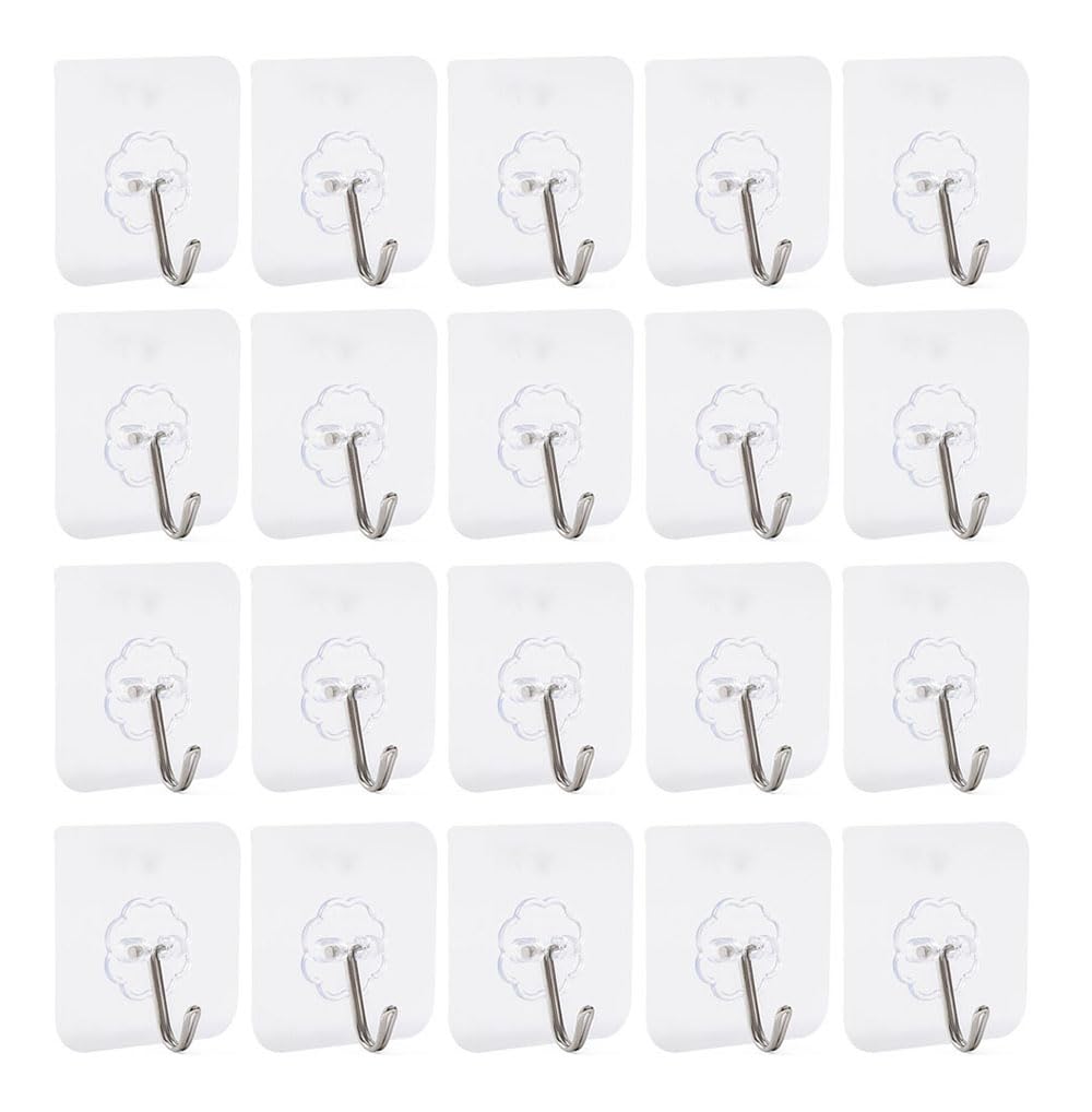 【送料無料】Bombinate 粘着 フックセット (透明20枚) 耐荷重20KG クリア 壁掛けフック