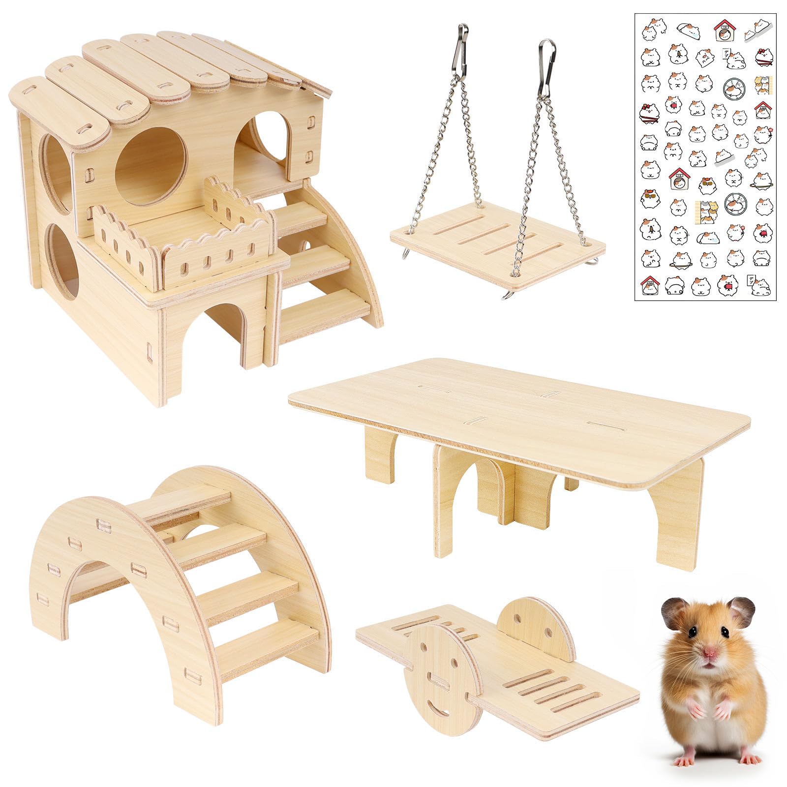 【送料無料】IRRVIN 6点セット ハムスター ハウス おもちゃ ハムスター 家 ハムスター おもちゃ 木製 ..