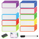 【送料無料】FINGOOO ホワイトボード マグネットシート 磁気ラベル 60枚入・10色 ネームプレート 名札ラベル 冷蔵庫ラベル 2.9×7.9CM 防水 繰り返し利用