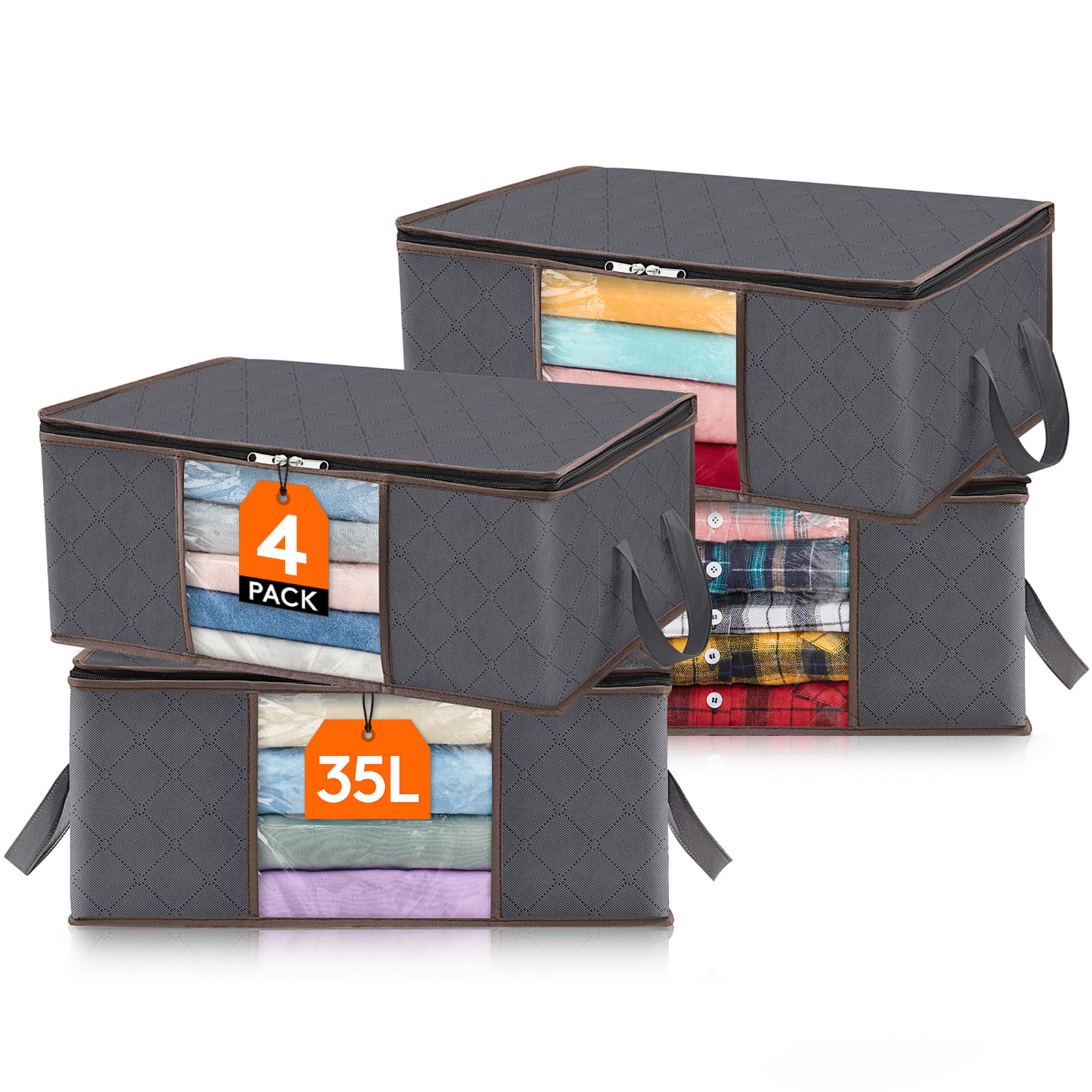 【送料無料】Lifewit 衣類収納袋、折りたたみ式収納ケース、クローゼットオーガナイザー、布団収納袋、洋服収納、補強ハンドル、丈夫な生地、透明窓付、セーター、...