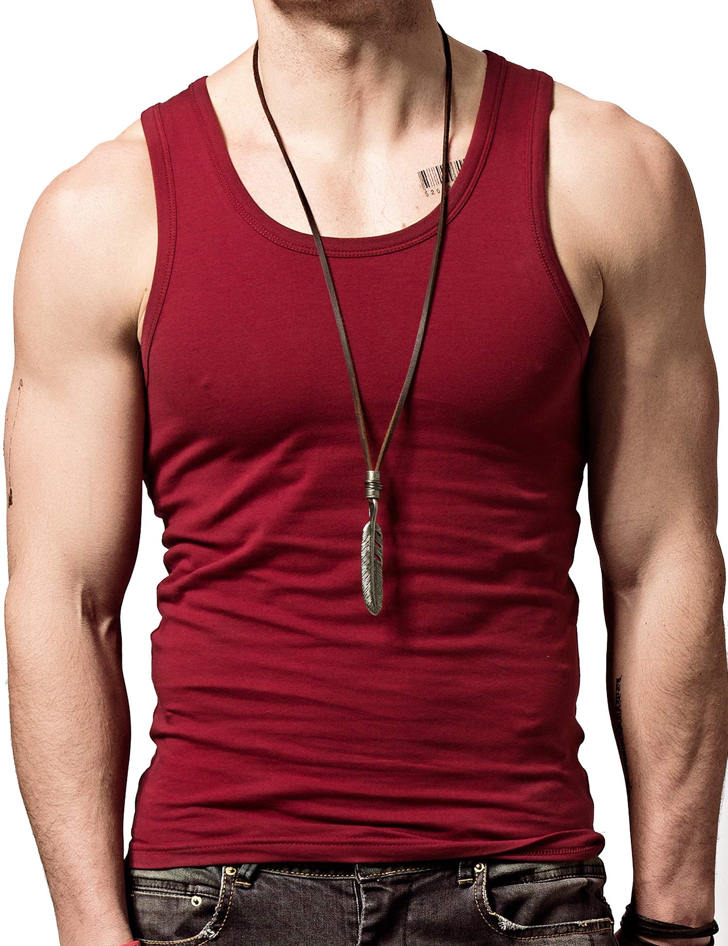 【送料無料】メンズ タンクトップ XDIAN 無地 打底衣 スポーツ フィットネス ノースリーブタイトノースリーブ シャツ 綿 Tank Top Men (Ru...