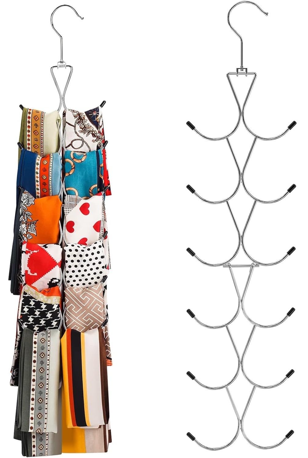 【送料無料】Lakymisy 12本掛け スカーフハンガー マルチハンガー 360度回転 マフラー ネクタイハンガー 折りたたみ式 吊り下げハンガー ベルト 帽...