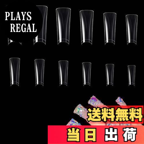 【送料無料】PAVIKEネイルチップクリア【504枚入り】カーブネイルチップ ダックネイルチップ ネイルチップ ロング 異形甲ネイルパーツ、12種類のサイズ、収納ケース付き、DIYネイル延長やネイル練習に適し