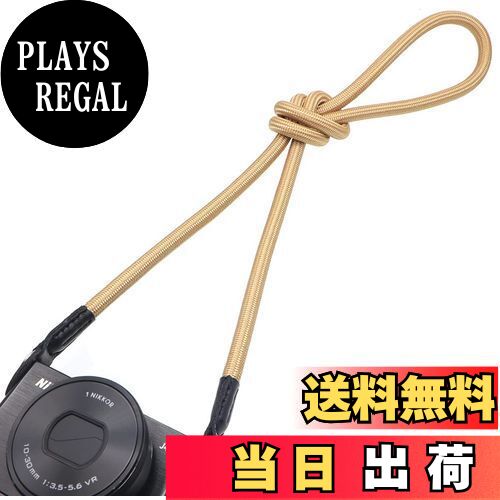 【送料無料】[INPON] カメラストラップ ネックストラップ 金属リング/リングカバー付き 一眼レフ/ミラーレス/コンパクトカメラ用 ベージュ 線径9mm 全長120cm クライミングロープ製