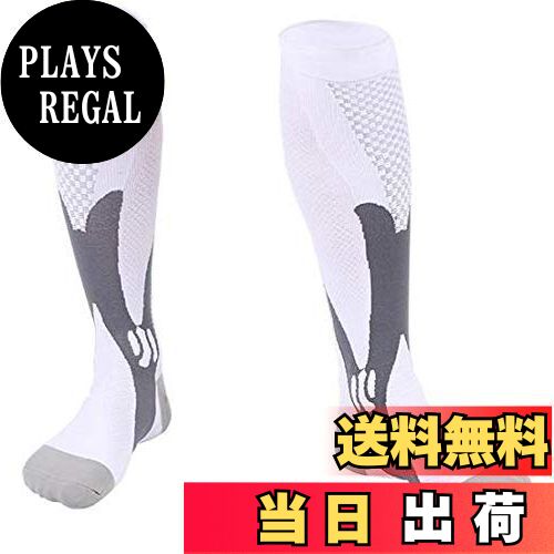 【送料無料】[Sweetimes] コンプレッションソックス スポーツソックス パワーストレッチ 着圧靴下 ふくらはぎサポーター ＃182(ホワイト S/M)