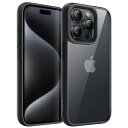 JEDirect iPhone 15 Pro Max 6.7インチ用 (15ProMax) ケース 耐衝撃スマホバンパーカバー ソリッドカラー マットTPUフレーム 傷つけ防止 クリアバック (ブラックチタニウム)
