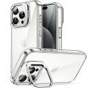 JEDirect iPhone 15 Pro Max 6.7インチ用キックスタンドケース カメラリングスタンド内蔵 黄ばまない 耐衝撃スマホバンパーカバー 傷防止 クリアバック (クリア)