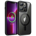 JEDirect iPhone 13 Pro Max 6.7インチ用 マグネット ケース MagSafeに対応 衝撃吸収 バンパーカバー ソリッドカラーマットTPUフレーム 傷つけ防止 クリアバック (ブラック)