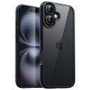 JETech iPhone 16 6.1インチ用 ケース 耐衝撃スマホバンパーカバー ソリッドカラー マットTPUフレーム 傷つけ防止 クリアバック (ブラック)