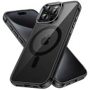 JEDirect iPhone15ProMax 6.7インチ用(15 Pro Max) マグネット ケース MagSafe ワイヤレス充電対応 衝撃吸収 バンパーカバー 傷つけ防止 透明バック (ブラック)